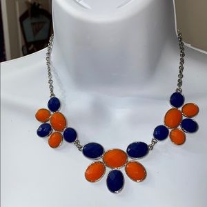 Orange and Blue Statement Bauble Necklace